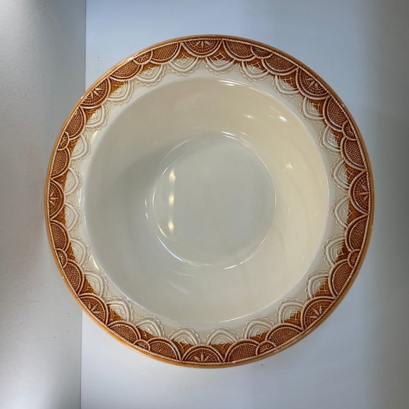 Pier 1 Bowls 11 Inches Lace Design Brown Cream - Picture 6 of 7